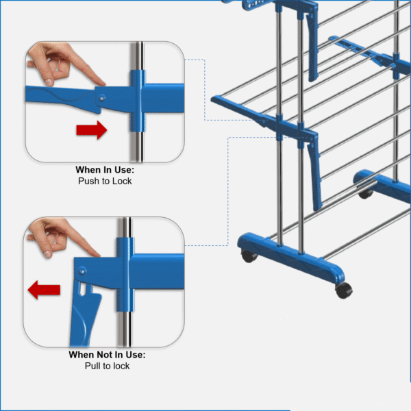 2-Tier Foldable Cloth Drying Stand – blue | Heavy-Duty - Image 3