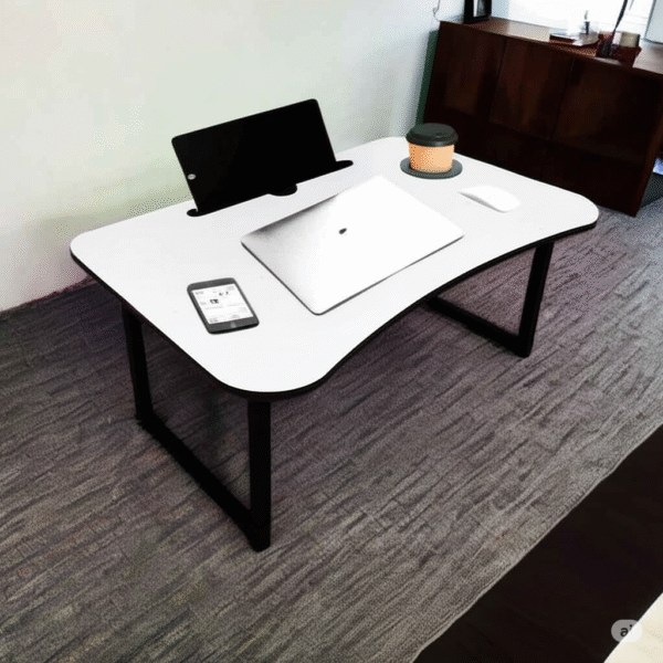Multipurpose Wooden Table for Study, Laptop, and Breakfast | Foldable Design | White Table