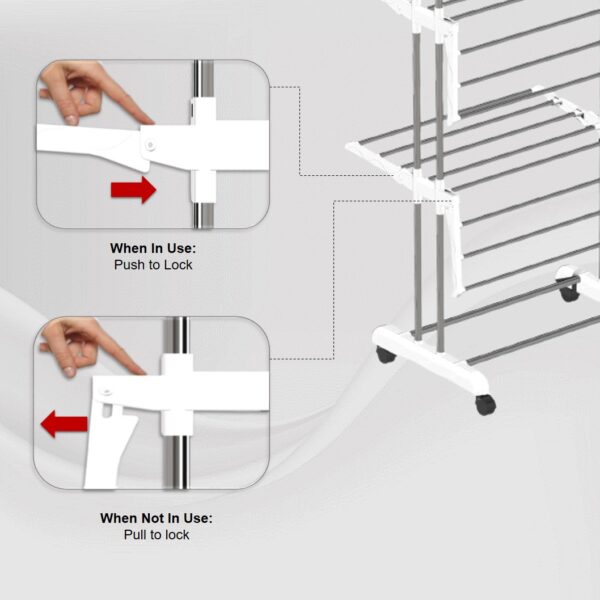2-Tier Foldable Cloth Drying Stand – White | Rust-Free - Image 4