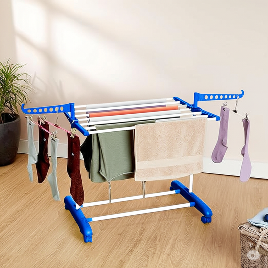 Blue Foldable Cloth Drying Stand | 1-Tier.